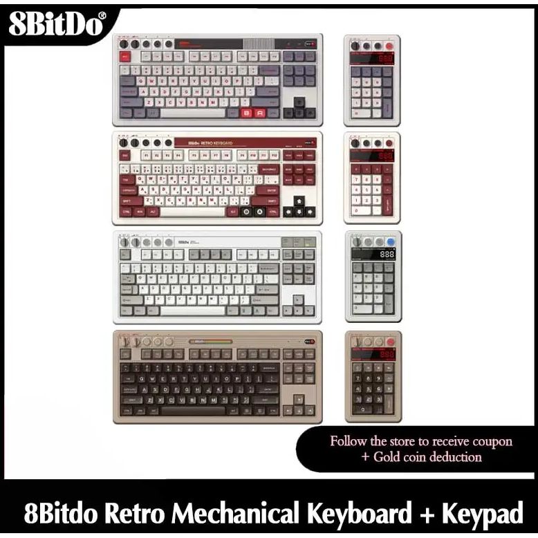 Teclado mecânico retrô 8BitDo com design compacto Retro 18 Numpad, experiência de jogo aprimorada - compatível com Windows e