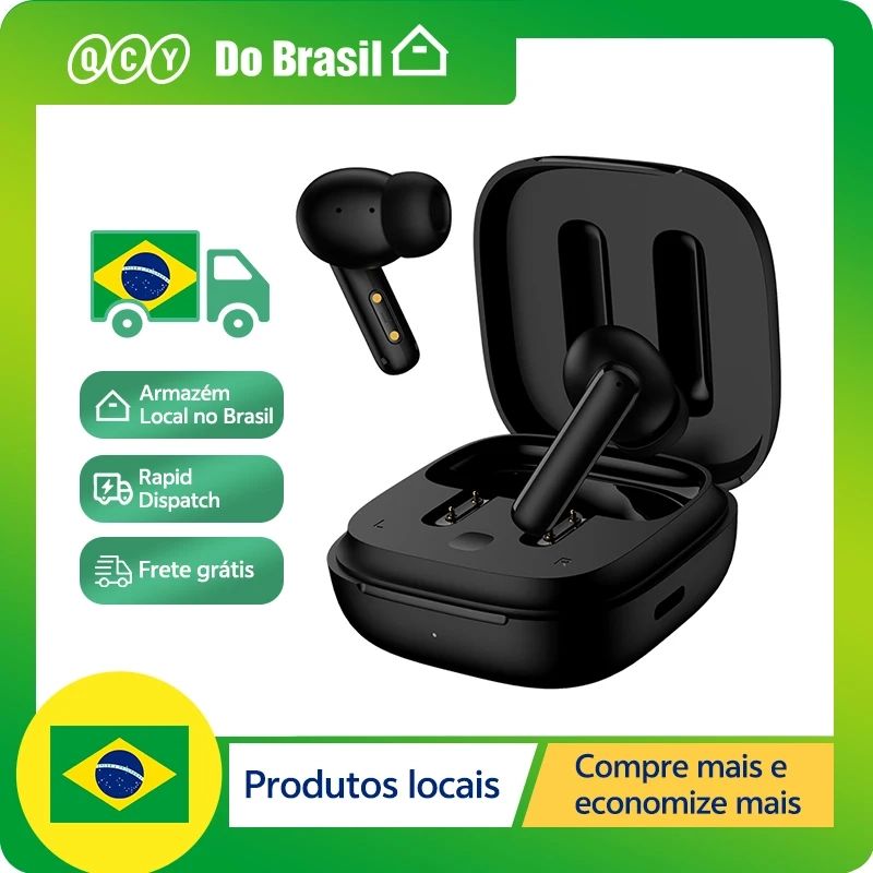 QCY-T13 ANC Fones De Ouvido Sem Fio, Bluetooth 5.3 TWS, ANC, Auscultadores De Cancelamento De Ruído, 4 Microfones ENC